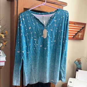 Teal Floral Women's Top